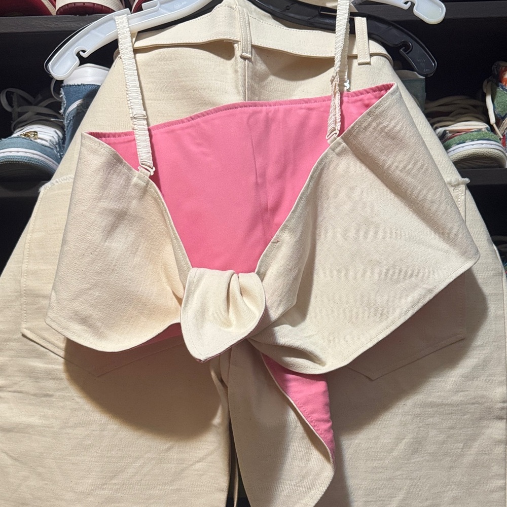Reversible 2-Piece Set | Paper Bag Pants & Tie Crop Top Pink/Cream - Picture 10 of 10